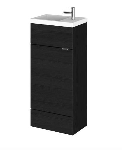 Hudson Reed Fusion Charcoal Black 400mm Vanity Unit & Basin (255mm Deep)